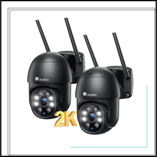 Ctronics 防犯カメラ 屋外 セット 5GHzWiFi 2.5K 4MP AI検知 自動追尾 24時間録画 スマホ・PC遠隔操作 ONVIF/NVR/NAS対応 プリセット機能