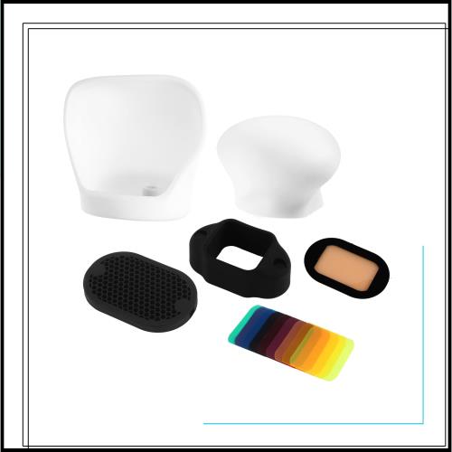 プロフェッショナル フラッシュキット ストロボアクセサリ ブラケット･カラーフィルター･ハニカムグリッド･ストロボディフューザー･ドー