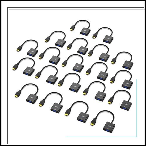 BENFEI 20個 HDMI-VGA(D-SUB)アダプター (オスからメス、逆方向に非対応) 1080pフルHD HDMI to VGAアダプタ コンピューター、デスクトッ