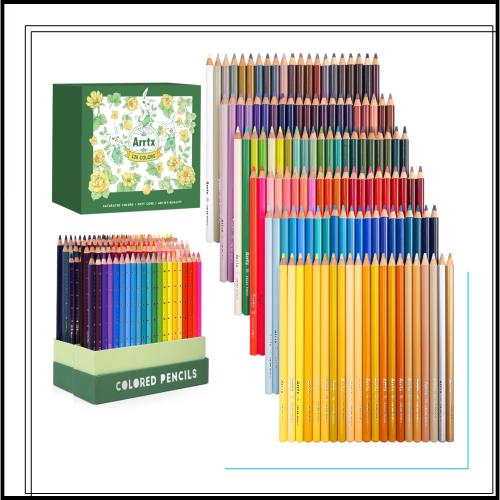 Arrtx 色鉛筆 126色、大人の塗り絵色鉛筆、イラストデザイン、描画、落書きに最適、明るい色とクリームのような滑らかな質感