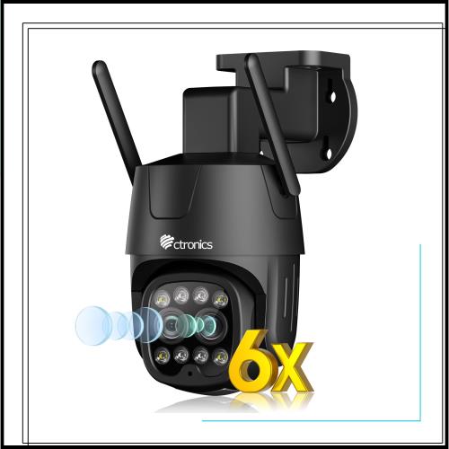【 2眼式レンズ 】 Ctronics 防犯カメラ 屋外 6倍ズーム 5GWi-Fi対応 自動追跡 AI検知 発光威嚇 4MP 2.5K FTP/NAS/ONVIF/NVR APモード プ