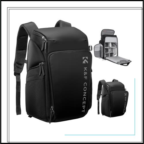 [K＆F Concept] カメラバッグ カメラバックパック カメラリュック 25L 大容量 おしゃれ 2気室 多機能 男女兼用 一眼レフバック 容量拡張可
