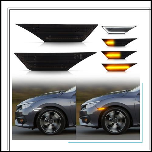 POPMOTORZ ホンダ シビック フロント フェンダー LED サイドマーカーライトシーケンシャルサイドウインカー両色切り替え付き【車検対応】