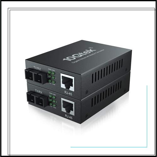 10Gtek 2台入り ギガビット 光メディアコンバーター マルチモード デュアルSCファイバー 1.25Gb/s 10/100/1000Base-Tx銅線 to ファイバー