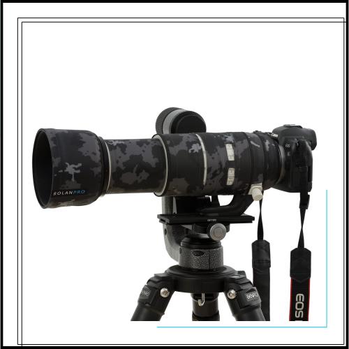 ROLANPRO 防水レンズカバー Canon RF 100-500mm F/4.5-7.1 L IS USM対応 レンズカバー (ダークブラック迷彩#18)