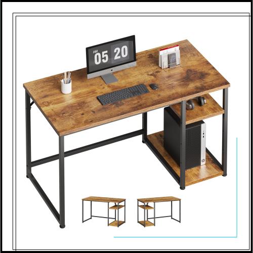 Maihail パソコンデスク 机 pcデスク ?子 ゲーミングデスク ラック付き カウンターテーブル 勉強机 家具 table 幅120*奥行55cm ビンテー