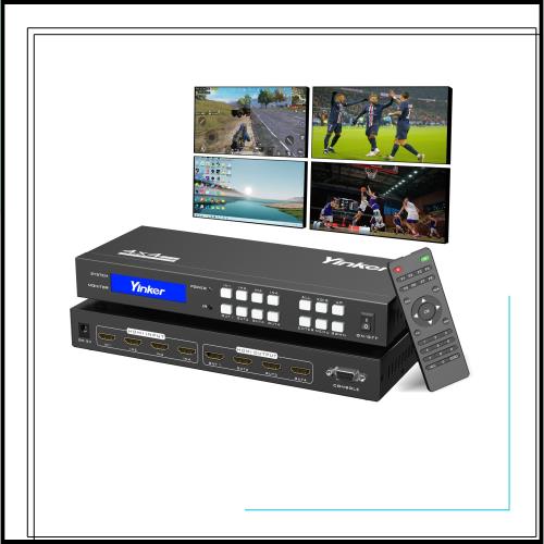 4K HDMIマトリックススイッチ4x4、4K@30Hz HDMIマトリックス切替器分配器、4入力4出力、バックリットボタン、HDCP、EDID管理、RS232サポ