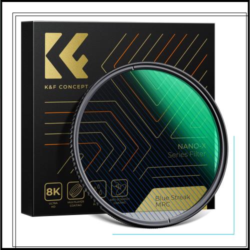 K＆F Concept 82mm ブルーストリークフィルター 28層コーティング 防カビ 撥水撥油 擦り傷防止 薄型 特殊効果フィルター Blue Streak 夜景