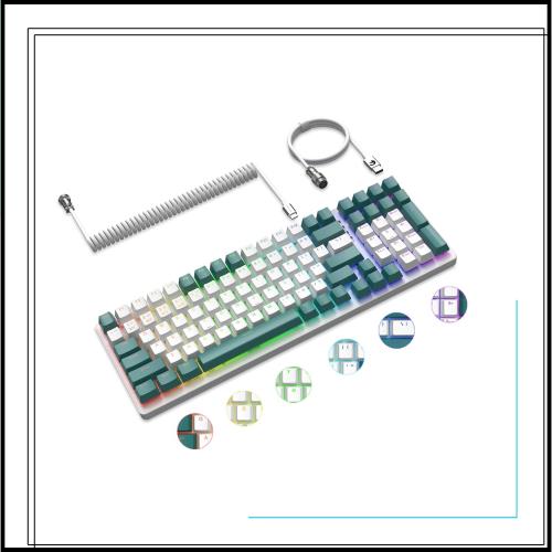 A.JAZZ+ZiYouLang K6 ワイヤレスキーボード 96% 3モードメカニカル ホットスワップ 2.4Ghz/Bluetooth 5.0/Type-C 4000mAhコイル状 USB ケ