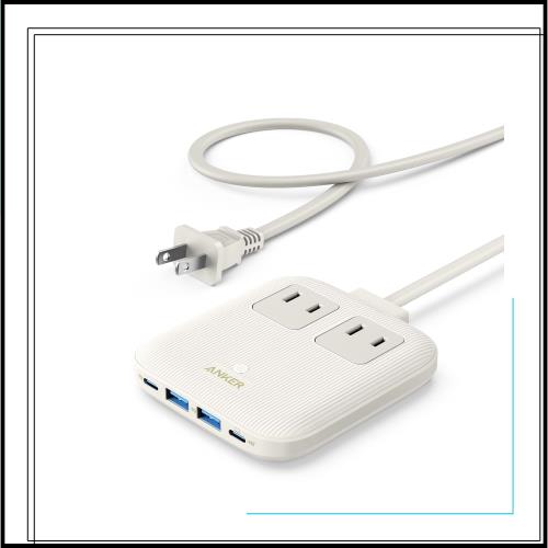 Anker Nano Charging Station (6-in-1, 67W) (USBタップ 電源タップ AC差込口 2口 USB-C 2ポート USB-A 2ポート 延長コード 1.5m) 【PSE