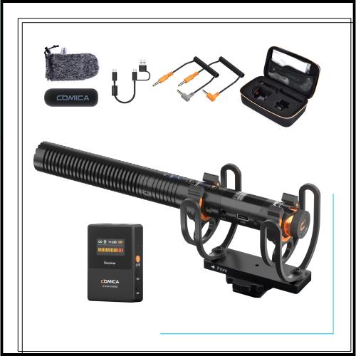 Comica VM30ガンマイク ワイヤレスマイク 75/150Hzローカット 高域ブースト 外付けマイク 無段階ゲイン調整 USB Cデジタル出力 超単一指