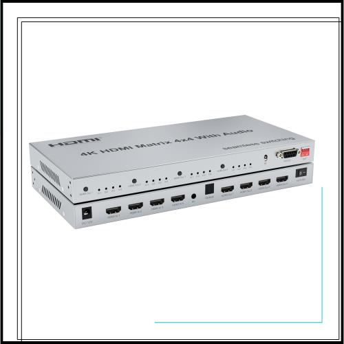 4K HDMIマトリックス 4x4 音声付（シームレス切替） 4K 30Hz HDMIマトリックス 音声分離出力 セットトップボックス パソコン表示機器 プ