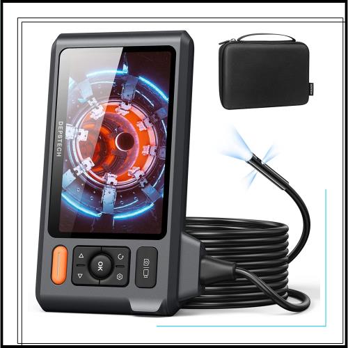 【トリプルレンズ 】 DEPSTECH ファイバースコープ 1080P 5インチIPSスクリーン スコープカメラ 大画面モニター搭載 スネークカメラ 外径