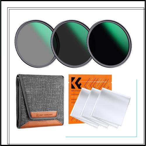 K＆F Concept 82mm NDフィルターセット ND8+ND64+ND1000 減光量調整 減光フィルター AGC光学ガラス 低反射率 24層ナノコーティング 薄枠