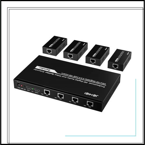 【4モニター 同時出力】HDMI 分配 エクステンダー 4K@30Hz 100mロスレス伝送 LAN 分配 スプリッター RJ45 変換 CAT6/CAT7 対応 EDIDコピ