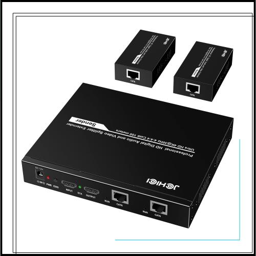 【2モニター 同時出力】HDMI 分配 エクステンダー 4K@30Hz 100mロスレス伝送 LAN 分配 スプリッター RJ45 変換 CAT6/CAT7 対応 EDIDコピ