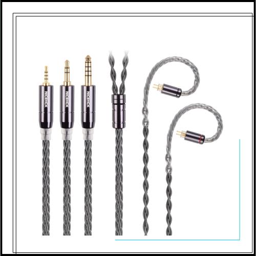 NICEHCK GreyCloud 8芯 イヤホンケーブル 6N銀メッキ銅 OFC 3.5mm プラグ 0.78 2Pinコネクタ アップグレードケーブル 1.2m 着脱式 金属製