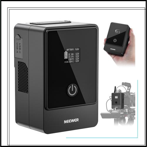 NEEWER ミニVマウントバッテリー 6800mAh 99Wh 14.5V ミニVロック電池 PD 65W 双方向 Type C 急速充電 D Tap/BP/USB A/デュアルDCポート/