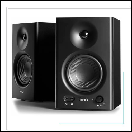 Edifier MR4 42W モニタースピーカー、4インチ中低音スピーカー 音質高、PC dtm 作曲 スタジオモニター用有線外付けスピーカー、TRSバラ