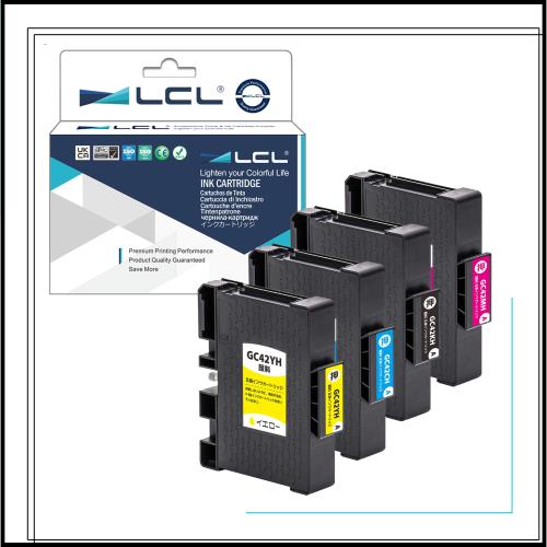 LCL RICOH用 リコー用 GC42 GC42H GC42K GC42KH GC42CH GC42MH GC42YH 増量 顔料 (4色セット ブラック シアン マゼンタ イエロー) 互換イ
