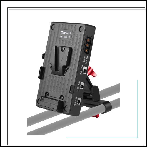 Moman VBP2 Vマウントプレート、15mmロッドクランプ ダブル14.8V D-Tap出力 8V/12V/15V DC出力＆USB-C出力、4×DCケーブルとType-Cケーブ
