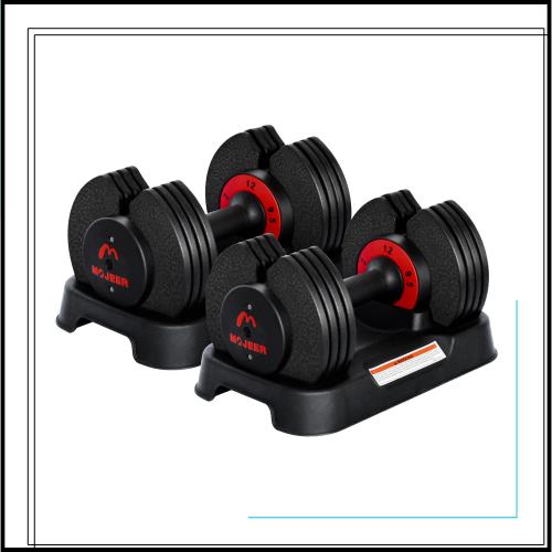 MOJEER ダンベル 可変式 12kg 2個セット アジャスタブルダンベル 2~12kg 5段階調節 1秒で重量調整 コンパクト クイックダンベル 筋トレ