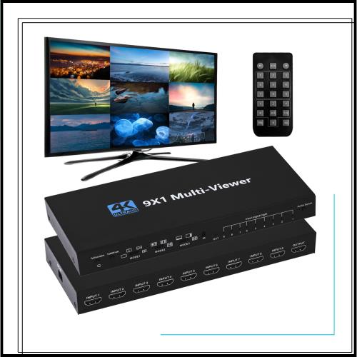 ENBUER HDMI 画面分割器 9入力1出力 hdmi画面分割切替器 4K 9x1 画面切り替え器 hdmi 1080P 9画面同時表示 シームレス切り替えマルチビュ