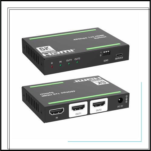 BUNGPUNG HDMI 分配器 1入力2出力 同時出力 8K@60Hz 4:2:0 12bit 4K@120Hz 4:4:4 12bit 48Gbps HDMI 2.1 HDCP 2.3 HDR対応 スマートEDID