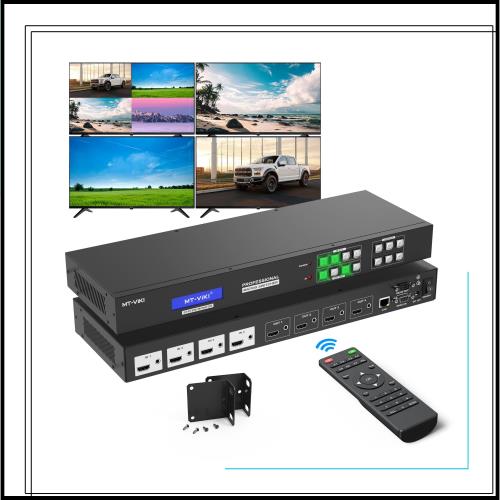 MT-VIKI 4KシームレスHDMIマトリックススイッチ 4x4、Web GUI付き、ビデオウォールコントローラ 2x2、HDMIマルチビューワ、PIP付き、90°