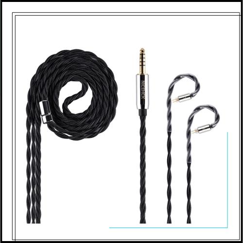 NICEHCK BlackDawn イヤホンリケーブル 4芯5N無酸素銅OCC銀メッキ 0.78mm 2Pin 4.4mm プラグ PP糸で織られる 金属製コネクタ 交換用 着脱