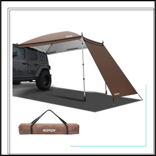 GOTIDYカーサイドタープ ワンタッチ 車 タープ テンションポール伸縮版 サイドタープ サイドオーニング キャンプ 4~6人用 UV加工済 210Ｄ