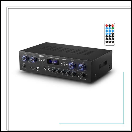 Donner パワーアンプ Bluetooth5.0 オーディオアンプ 出力440W オーディオステレオレシーバー USB/SD/FM/2MicINEcho/RCA/LED スタジオ ホ