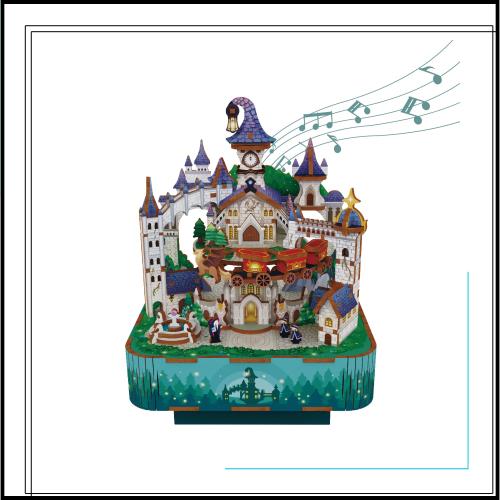 Tonecheer オルゴール 立体パズル 3D木製パズル DIY音楽ボックス 組み立て 回転式オルゴール 時計仕掛け 発条 ウッド クラフト 女の子 大