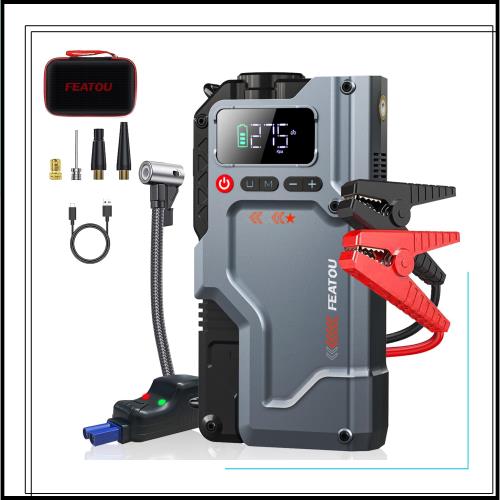 Autowitジャンプスターター空気入れ 12000mAh大容量 ピーク電流3000A バッテリーチャージャー 12V車緊急始動バッテリー充電器（最大8.5L