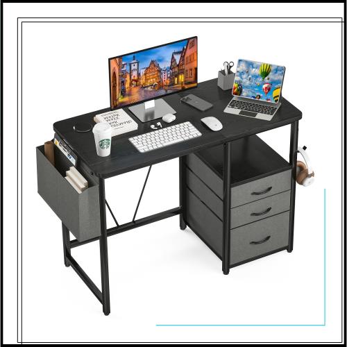 Sunon デスク パソコンデスク ラック付きpcデスク 幅100cm×奥行60cm 机 