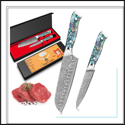 KyushuBlade 包丁 三徳包丁 ダマスカス包丁 刃渡り180mm. プロ用牛刀包丁, キッチン用万能包丁. 手打ち鍛造ダマスカス模様 シェフナイフ