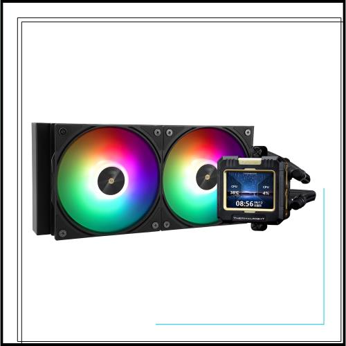 Thermalright FW 240ブラックARGB CPUウォータークーラー、2000RPMの2つのPWMファン、320 * 240解像度のIPS LCDスクリーン、液体CPUクー