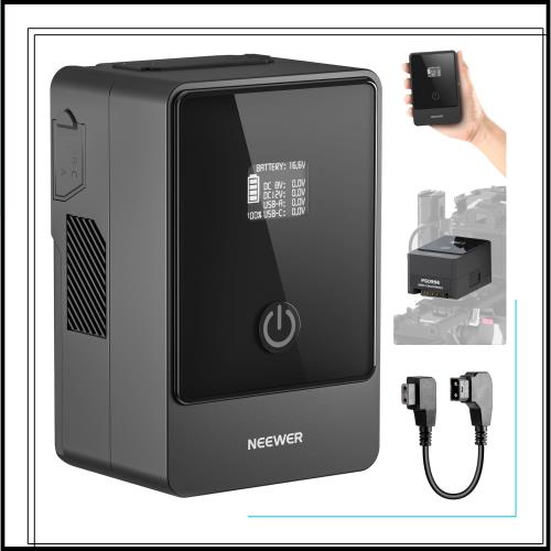 NEEWER Vマウントバッテリー 6800mAh 99Wh 14.5V ミニVロック電池 65W D Tapケーブル/BP/65W PD Type C/USB A/デュアルDC/OLEDディスプレ