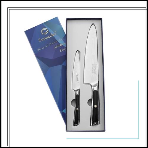 Sunnecko 包丁セット 包丁 牛刀 ペティナイフ 203mm 130MM ダマスカス 73層 ステンレス 鋼 家庭用 業務用 キッチン ナイフ 果物ナイフ 万