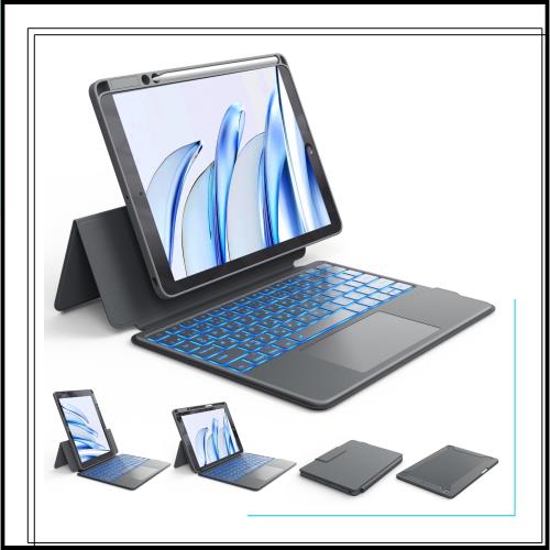 CHESONA ipad キーボード 第9世代マグネット着脱式 ipad 9/8/7世代10.2インチ用頑丈キーボードケース 多機能タッチパッド搭載 7色バック