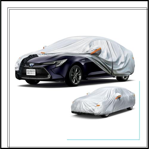 GUNHYI 自動車ボディカバー 多層防水防雪防塵/UVカット 裏起毛仕様屋外のカーカバー フィットセダンワゴン（470 * 180 * 150 CM）