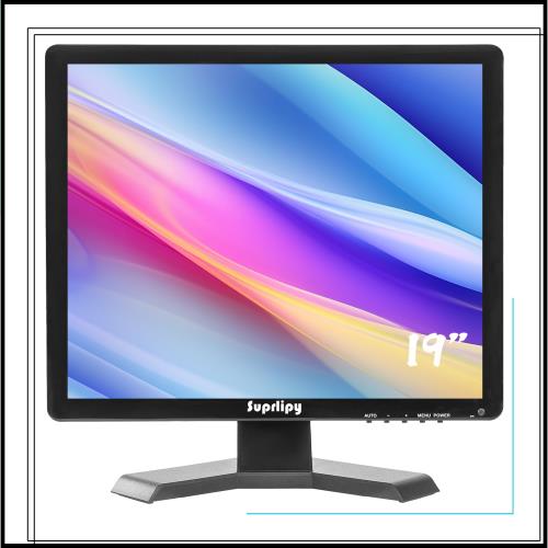 Suprlipy 19インチTFT LCD サプリッピー CCTVモニター 1280x1024 4:3 解像度 カラーディスプレイスクリーン HDMI/VGA/AV/BNC/USB入力対応