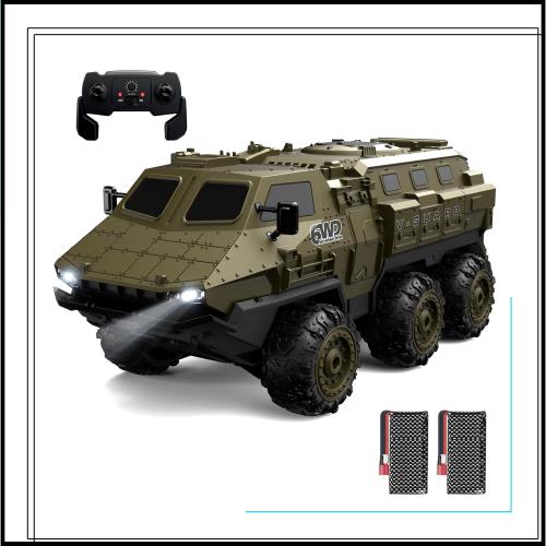 DEERC ラジコンカー ミリタリー 装甲車 6WD RTR 全地形対応 滑り止めタイヤ 低電？アラーム 360°回転 無段階制御 全方位走行 1/16スケー