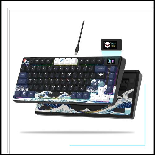 Womier ゲーミングキーボード 日本語配列 75% キーボード 有線 RGBカスタムキーボード メディア ディスプレイ メカニカルゲーミングキー