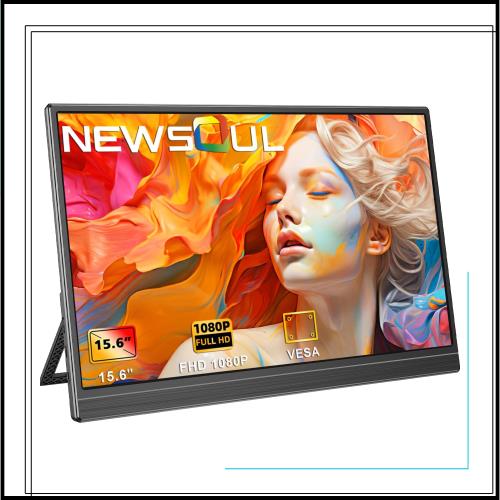 Newsoul モバイルモニター 15.6インチ モバイルディスプレイ 自立型 ポータブルモニター VESA対応 サブモニタ 1920x1080FHD 持ち運びモニ