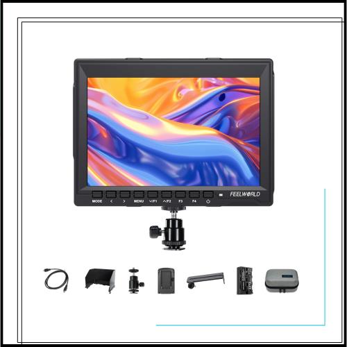 FEELWORLD FW759 7インチDSLRカメラフィールドモニターフルHD1280x800輝度ヒストグラム 補助フォーカス4K HDMI入力（F550バッテリー付き