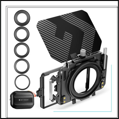 K＆F Concept ミニマットボックス 4x5.65インチ Mini Matte Box カーボンファイバー製 67mm/72mm/77mm/82mm/95mmのアダプターリング付き 2