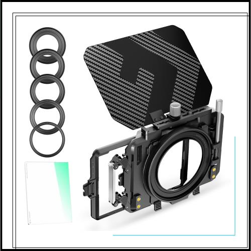 K＆F Concept ミニマットボックス 1/4ブラックミスト 4x5.65インチ Mini Matte Box カーボンファイバー製 67mm/72mm/77mm/82mm/95mmのアダ