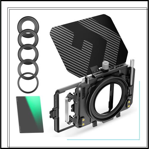 K＆F Concept ミニマットボックス ND8 NDフィルター 4x5.65インチ Mini Matte Box カーボンファイバー製 67mm/72mm/77mm/82mm/95mmのアダ