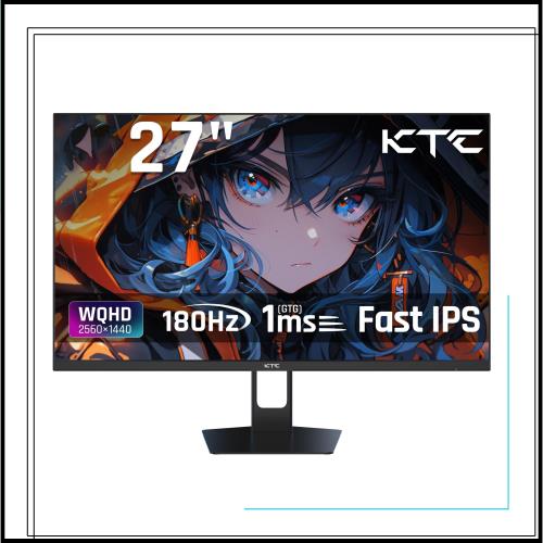 KTC 27インチモニターWQHD (2560x1440) Fast IPS 180Hz 1ms(MPRT) 124%sRGBゲーミングモニター低ブルーライトフリッカーフリーFreeSync ＆
